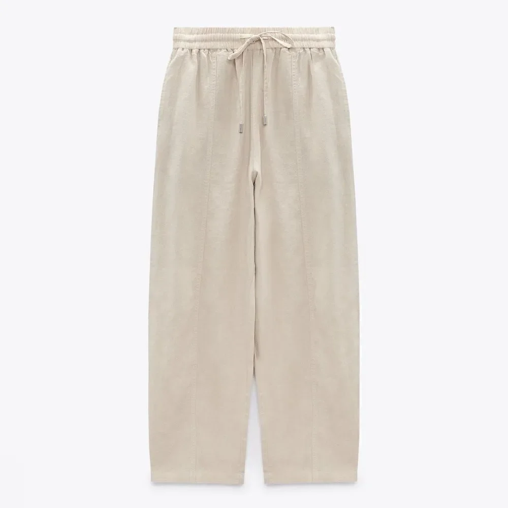 Zara Linen Blend Pants New Sand